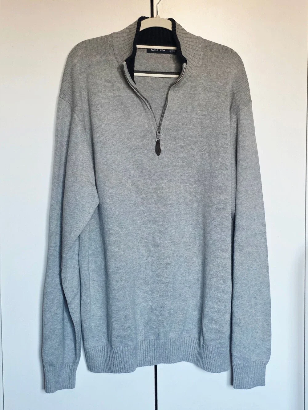 Nautica Men's Light Gray Quarter-Zip Knit Sweater